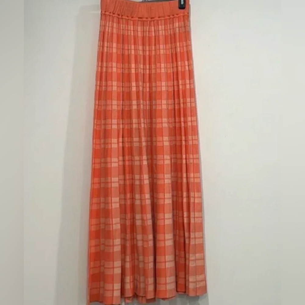 KATE SPADE NEW YORK Pleated Knit Checked Maxi Skirt - Picture 2 of 5